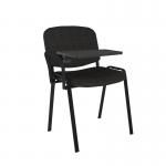 Taurus meeting room chair with black frame and writing tablet - charcoal TAU40004-C