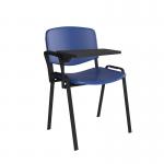 Taurus plastic meeting room chair with writing tablet - blue with black frame TAU40004-PB