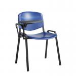 Taurus plastic meeting room chair with writing tablet - blue with black frame TAU40004-PB