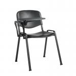 Taurus plastic meeting room chair with writing tablet - black with black frame TAU40004-PK