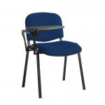 Taurus meeting room stackable chair with black frame and writing tablet - Curacao Blue