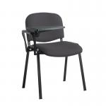 Taurus meeting room stackable chair with black frame and writing tablet - Blizzard Grey