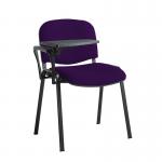 Taurus meeting room stackable chair with black frame and writing tablet - Tarot Purple