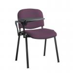 Taurus meeting room stackable chair with black frame and writing tablet - Bridgetown Purple TAU40004-YS102