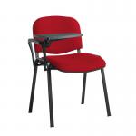 Taurus meeting room stackable chair with black frame and writing tablet - Belize Red