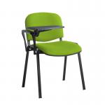 Taurus meeting room stackable chair with black frame and writing tablet - Madura Green
