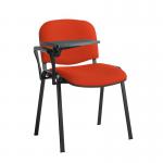 Taurus meeting room stackable chair with black frame and writing tablet - Tortuga Orange