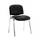 Taurus meeting room stackable chair with chrome frame and no arms - Nero Black vinyl TAU40005-00110