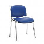 Taurus meeting room stackable chair with chrome frame and no arms - Ocean Blue vinyl