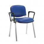 Taurus meeting room stackable chair with chrome frame and fixed arms - Ocean Blue vinyl TAU40006-74465