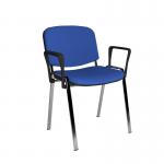 Taurus meeting room stackable chair with chrome frame and fixed arms - blue TAU40006-B