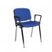 Taurus meeting room stackable chair with chrome frame and fixed arms - blue TAU40006-B