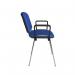 Taurus meeting room stackable chair with chrome frame and fixed arms - blue TAU40006-B