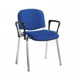 Taurus meeting room stackable chair with chrome frame and fixed arms - blue