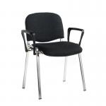 Taurus meeting room stackable chair with chrome frame and fixed arms - charcoal
