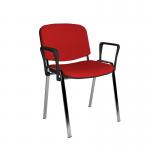 Taurus meeting room stackable chair with chrome frame and fixed arms - red TAU40006-R