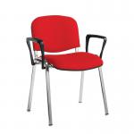 Taurus meeting room stackable chair with chrome frame and fixed arms - red TAU40006-R