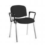 Taurus meeting room stackable chair with chrome frame and fixed arms - Havana Black