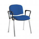 Taurus meeting room stackable chair with chrome frame and fixed arms - Scuba Blue