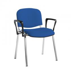 Cheap Stationery Supply of Taurus meeting room stackable chair with chrome frame and fixed arms - Scuba Blue Office Statationery