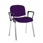Taurus meeting room stackable chair with chrome frame and fixed arms - Tarot Purple TAU40006-YS084