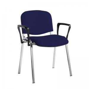 Taurus meeting room stackable chair with chrome frame and fixed arms -