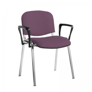 Taurus meeting room stackable chair with chrome frame and fixed arms -