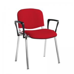 Taurus meeting room stackable chair with chrome frame and fixed arms -