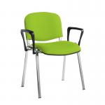 Taurus meeting room stackable chair with chrome frame and fixed arms - Madura Green