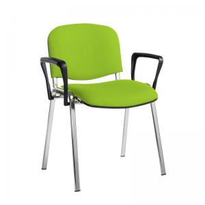 Taurus meeting room stackable chair with chrome frame and fixed arms -