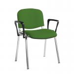 Taurus meeting room stackable chair with chrome frame and fixed arms - Lombok Green