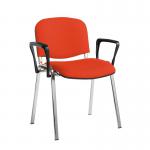 Taurus meeting room stackable chair with chrome frame and fixed arms - Tortuga Orange