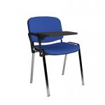 Taurus meeting room chair with chrome frame and writing tablet - blue TAU40007-B