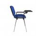 Taurus meeting room chair with chrome frame and writing tablet - blue TAU40007-B