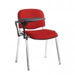 Taurus meeting room chair with chrome frame and writing tablet - burgundy TAU40007-BU