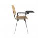 Taurus wooden meeting room chair with writing tablet - beech with chrome frame TAU40007-W