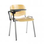 Taurus wooden meeting room chair with writing tablet - beech with chrome frame TAU40007-W