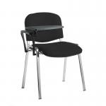 Taurus meeting room stackable chair with chrome frame and writing tablet - Havana Black