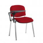 Taurus meeting room stackable chair with chrome frame and writing tablet - Panama Red