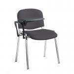 Taurus meeting room stackable chair with chrome frame and writing tablet - Blizzard Grey