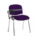 Taurus meeting room stackable chair with chrome frame and writing tablet - Tarot Purple