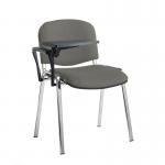 Taurus meeting room stackable chair with chrome frame and writing tablet - Slip Grey TAU40007-YS094