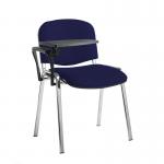 Taurus meeting room stackable chair with chrome frame and writing tablet - Ocean Blue