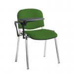 Taurus meeting room stackable chair with chrome frame and writing tablet - Lombok Green