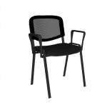 Taurus mesh back meeting room stackable chair with fixed arms - black TAUMA