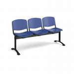 Taurus plastic seating - bench 3 wide with 3 seats - blue TAU-P-B3-B