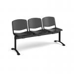 Taurus plastic seating - bench 3 wide with 3 seats - black TAU-P-B3-K
