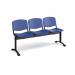 Taurus plastic seating - bench 3 wide with 3 seats - blue TAU-P-B3-PB