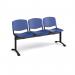 Taurus plastic seating - bench 3 wide with 3 seats - blue