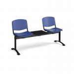 Taurus plastic seating - bench 3 wide with 2 seats and table - blue